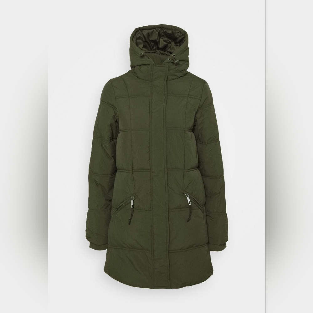 Body By Cotton On Mother Puffer Mid Length Coat Size Small Olive Green